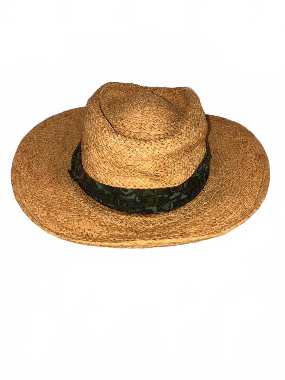 Dorfman Pacific Genuine Raffia Straw Sun Hat with Patterned Band